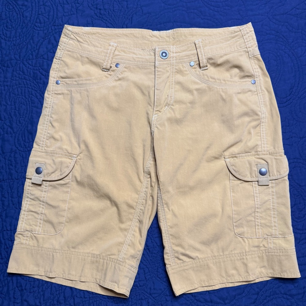 Kuhl Women Yellow Snap Cargo Shorts Size 6 Hiking Outdoor Contrast Stitching